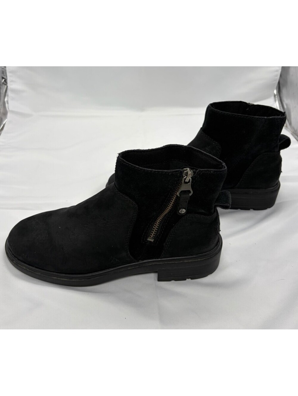 UGG Women Harrison Zip Boot  Sz 8.5 Black Leather Moto Ankle Waterproof